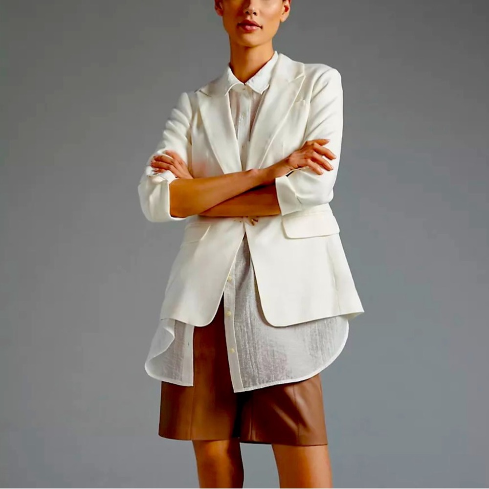 Anthropologie / white Blazer. White. Size 8. By Maeve.